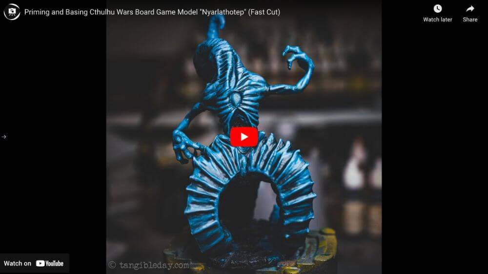 Youtube video screenshot how to prime and base cthulhu wars board game model