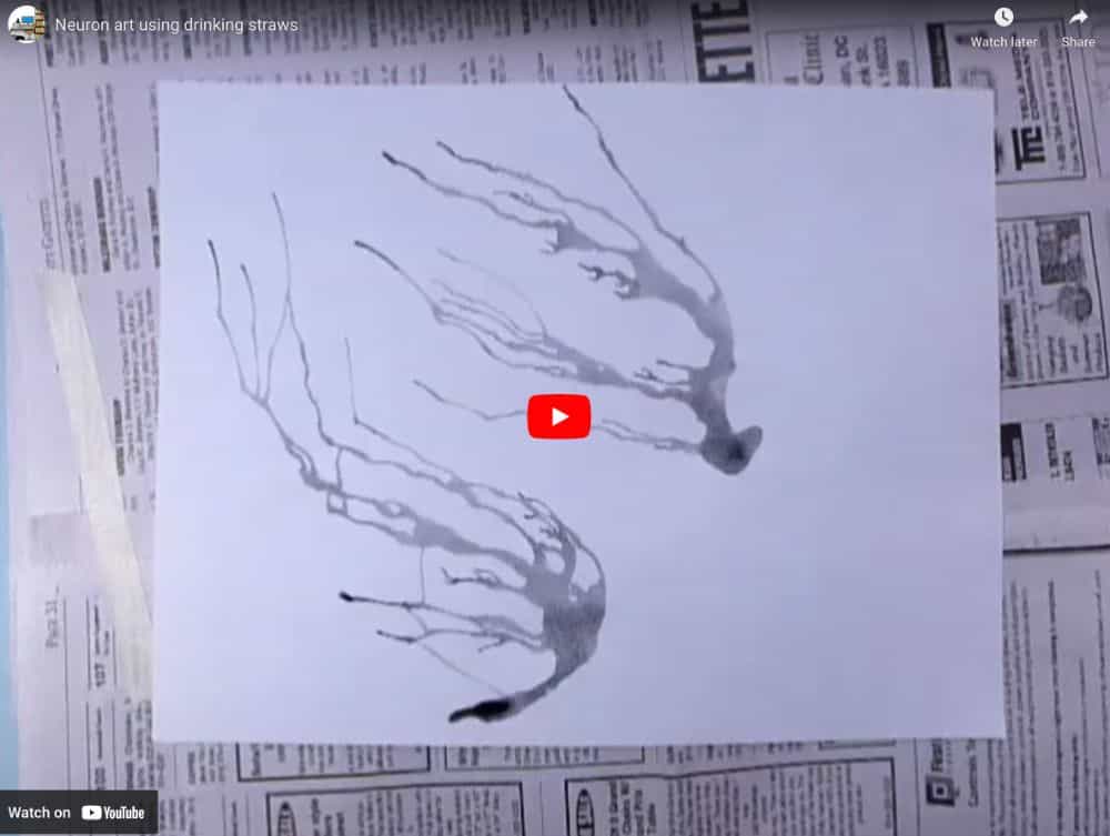 Neuron painting using ink and straw air flow - youtube screenshot