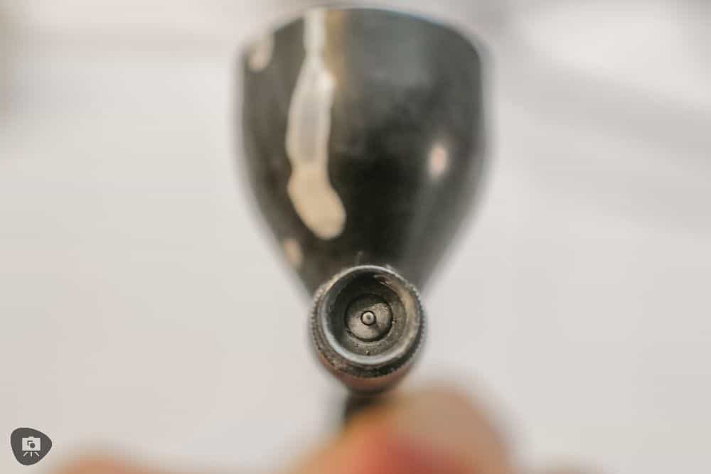 Reaper Vex airbrush review - nozzle, needle front end view close up