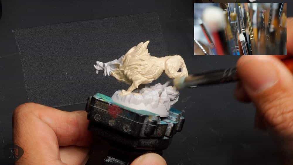 Speed Painting Board Game Miniatures: A Step-by-Step Guide - Base coat color application large brush on miniature