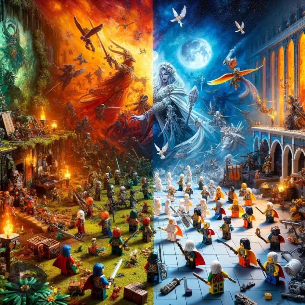 Light vs dark lego wars art view cool vs warm color motif - contrasts 