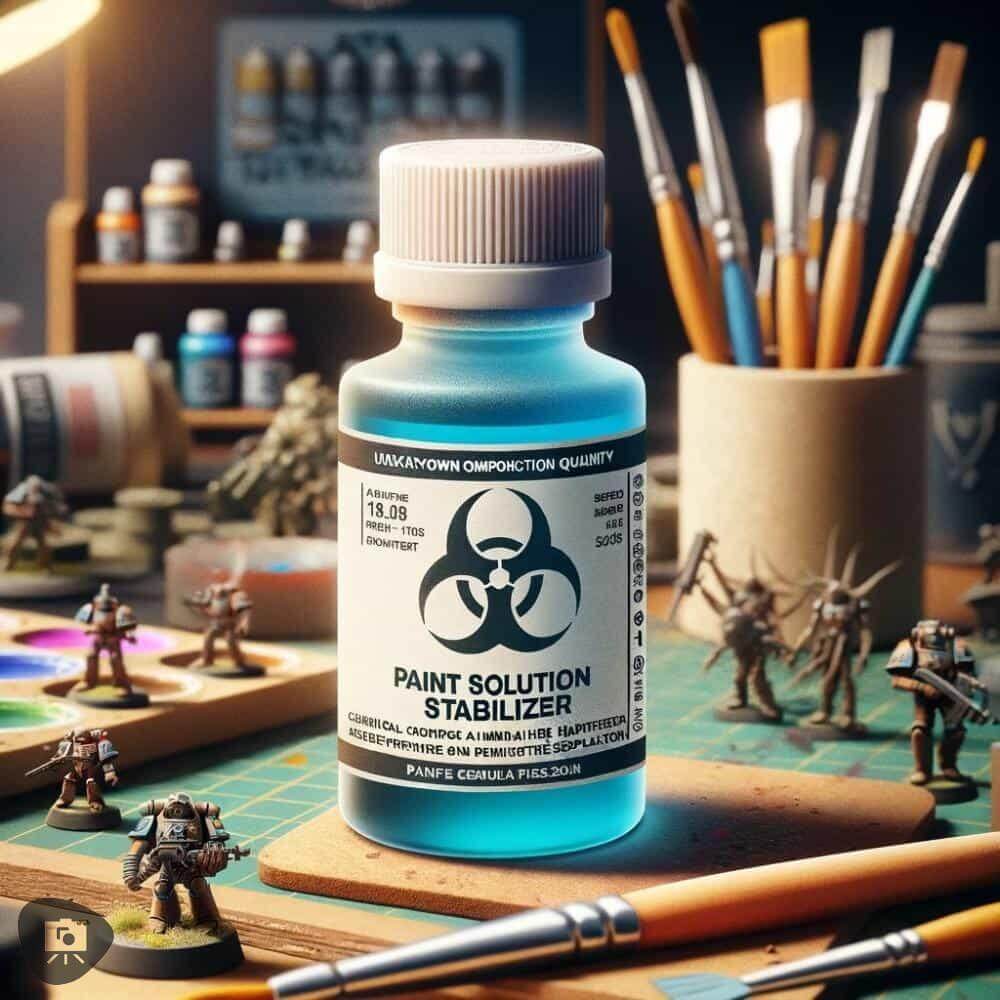 Army Painter Fanatic Paint Line review - stabilizer agent in blue bottle AI generated image