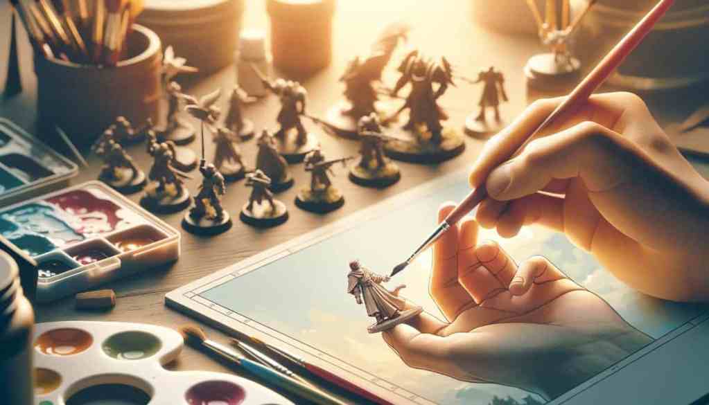 Exhausted by Your Hobbies? Hobby life burnout a journal passage - A styled hobbyist painting a miniature with a large brush with warm, natural light nearby