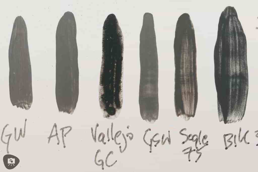 Comparison of black paints, one layer each